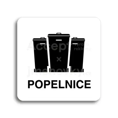 Piktogram "popelnice V" - bílá tabulka - černý tisk bez rámečku