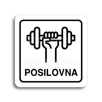 Piktogram "posilovna" - bílá tabulka - černý tisk