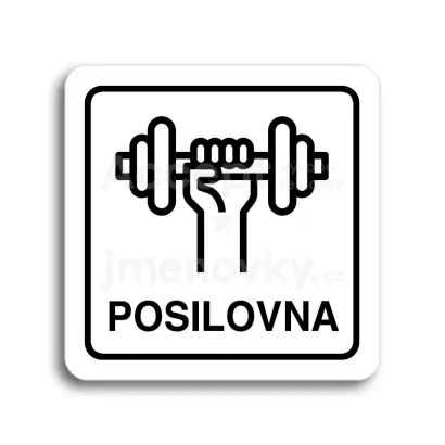 Piktogram "posilovna" - bílá tabulka - černý tisk