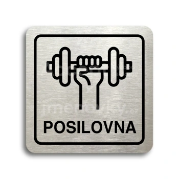Piktogram "posilovna" - stříbrná tabulka - černý tisk
