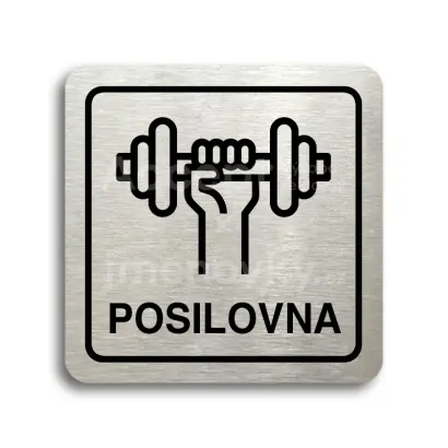 Piktogram "posilovna" - stříbrná tabulka - černý tisk