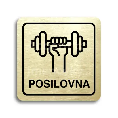 Piktogram "posilovna" - zlatá tabulka - černý tisk