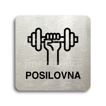 Piktogram "posilovna" - stříbrná tabulka - černý tisk bez rámečku