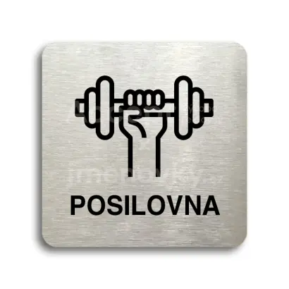 Piktogram "posilovna" - stříbrná tabulka - černý tisk bez rámečku