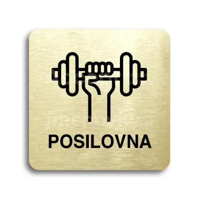Piktogram "posilovna" - zlatá tabulka - černý tisk bez rámečku