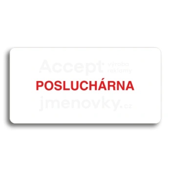 Piktogram "POSLUCHÁRNA" - bílá tabulka - barevný tisk bez rámečku