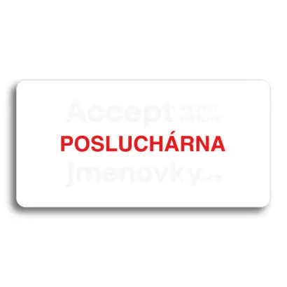 Piktogram "POSLUCHÁRNA" - bílá tabulka - barevný tisk bez rámečku
