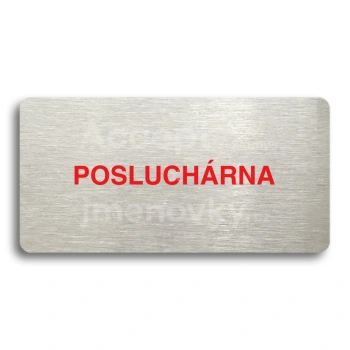 Piktogram "POSLUCHÁRNA" - stříbrná tabulka - barevný tisk bez rámečku