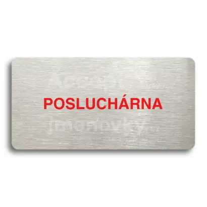 Piktogram "POSLUCHÁRNA" - stříbrná tabulka - barevný tisk bez rámečku