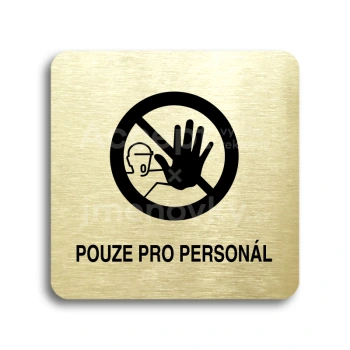 Piktogram "pouze pro personál III" - zlatá tabulka - černý tisk bez rámečku