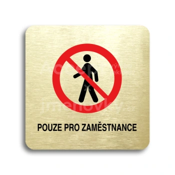 Piktogram "pouze pro zaměstnance II" - zlatá tabulka - barevný tisk bez rámečku