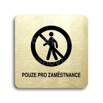 Piktogram "pouze pro zaměstnance II" - zlatá tabulka - černý tisk bez rámečku