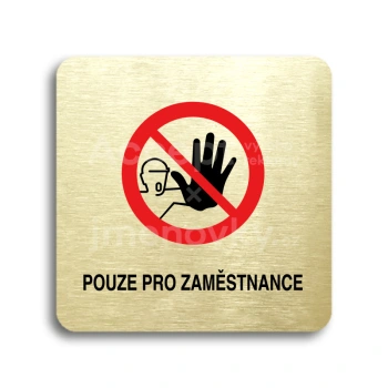 Piktogram "pouze pro zaměstnance III" - zlatá tabulka - barevný tisk bez rámečku