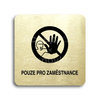 Piktogram "pouze pro zaměstnance III" - zlatá tabulka - černý tisk bez rámečku