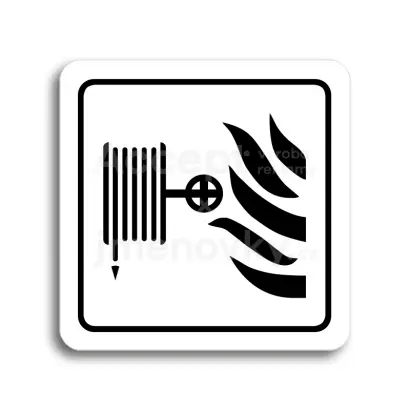 Piktogram "požární hadice" - bílá tabulka - černý tisk