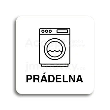 Piktogram "prádelna II" - bílá tabulka - černý tisk bez rámečku