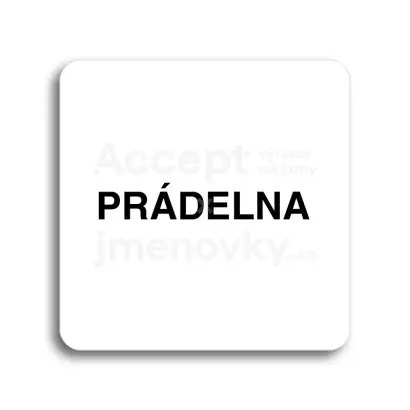 Piktogram "prádelna" - bílá tabulka - černý tisk bez rámečku
