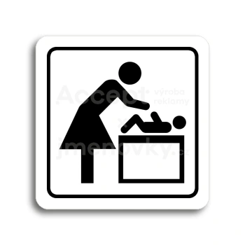 Piktogram "přebalovací pult" - bílá tabulka - černý tisk