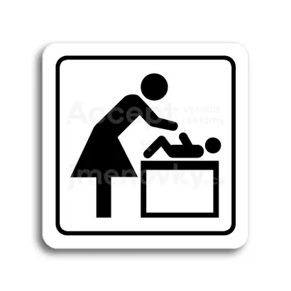 Piktogram "přebalovací pult" - bílá tabulka - černý tisk