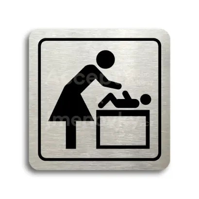 Piktogram "přebalovací pult" - stříbrná tabulka - černý tisk