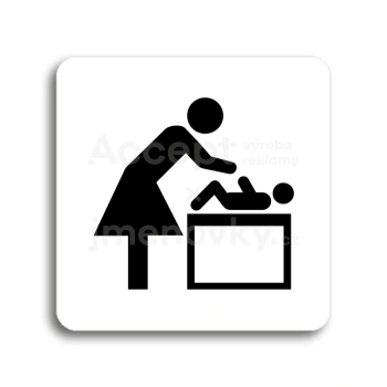 Piktogram "přebalovací pult" - bílá tabulka - černý tisk bez rámečku