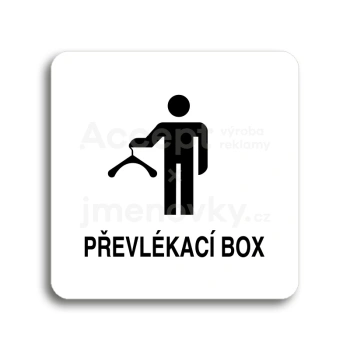 Piktogram "převlékací box II" - bílá tabulka - černý tisk bez rámečku