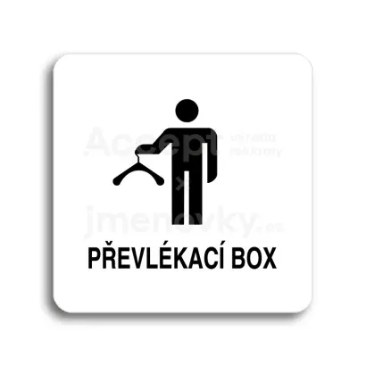Piktogram "převlékací box II" - bílá tabulka - černý tisk bez rámečku