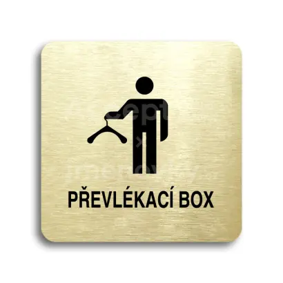 Piktogram "převlékací box II" - zlatá tabulka - černý tisk bez rámečku