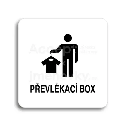 Piktogram "převlékací box III" - bílá tabulka - černý tisk bez rámečku