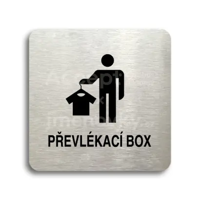 Piktogram "převlékací box III" - stříbrná tabulka - černý tisk bez rámečku