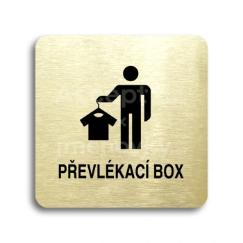 Piktogram "převlékací box III" - zlatá tabulka - černý tisk bez rámečku