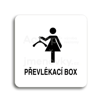 Piktogram "převlékací box IV" - bílá tabulka - černý tisk bez rámečku