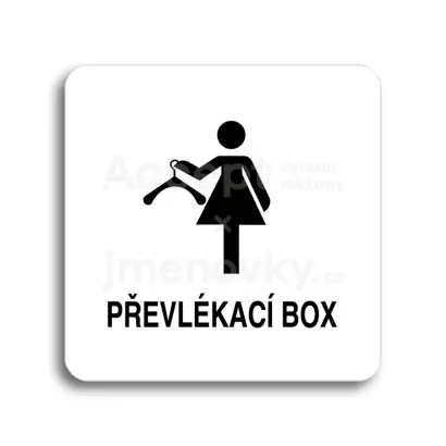 Piktogram "převlékací box IV" - bílá tabulka - černý tisk bez rámečku