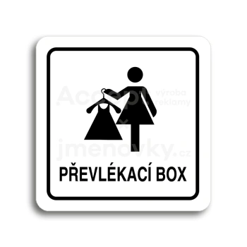 Piktogram "převlékací box V" - bílá tabulka - černý tisk