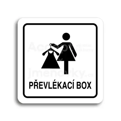Piktogram "převlékací box V" - bílá tabulka - černý tisk