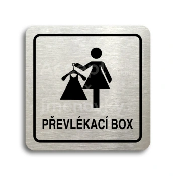 Piktogram "převlékací box V" - stříbrná tabulka - černý tisk