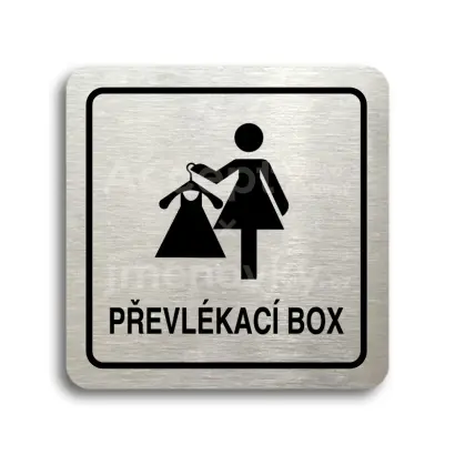 Piktogram "převlékací box V" - stříbrná tabulka - černý tisk