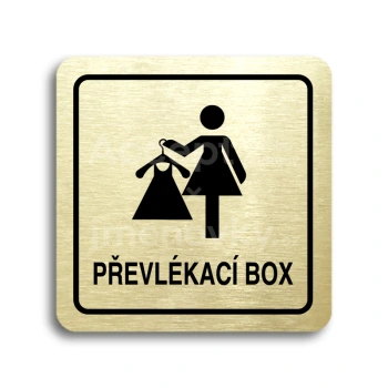 Piktogram "převlékací box V" - zlatá tabulka - černý tisk