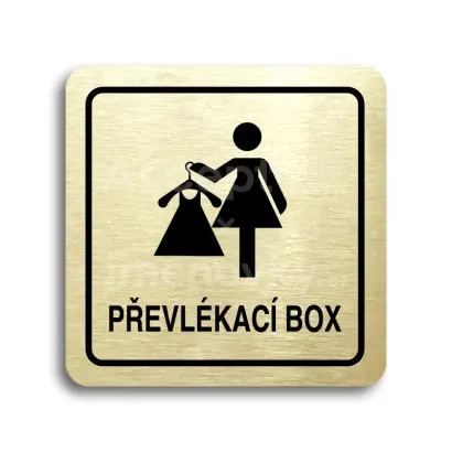 Piktogram "převlékací box V" - zlatá tabulka - černý tisk