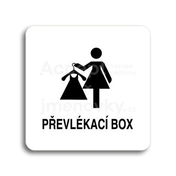 Piktogram "převlékací box V" - bílá tabulka - černý tisk bez rámečku