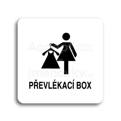 Piktogram "převlékací box V" - bílá tabulka - černý tisk bez rámečku