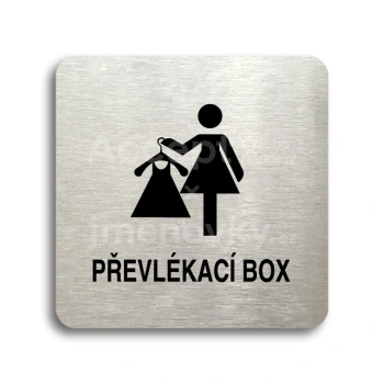 Piktogram "převlékací box V" - stříbrná tabulka - černý tisk bez rámečku