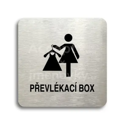 Piktogram "převlékací box V" - stříbrná tabulka - černý tisk bez rámečku