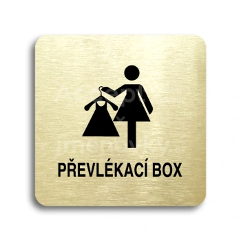 Piktogram "převlékací box V" - zlatá tabulka - černý tisk bez rámečku