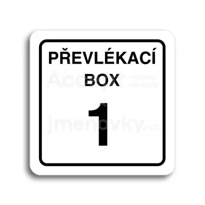 Piktogram "převlékací box X" - bílá tabulka - černý tisk