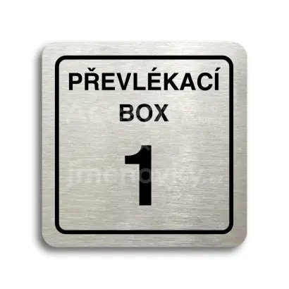 Piktogram "převlékací box X" - stříbrná tabulka - černý tisk