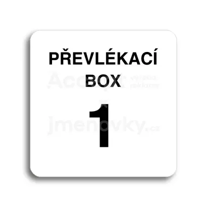 Piktogram "převlékací box X" - bílá tabulka - černý tisk bez rámečku