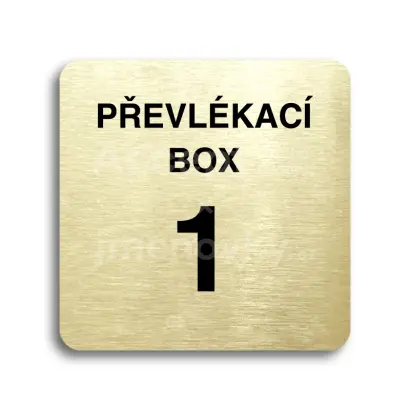 Piktogram "převlékací box X" - zlatá tabulka - černý tisk bez rámečku