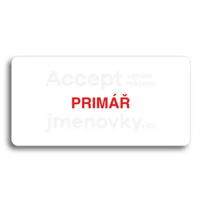 Piktogram "PRIMÁŘ" - bílá tabulka - barevný tisk bez rámečku