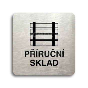 Piktogram "příruční sklad" - stříbrná tabulka - černý tisk bez rámečku